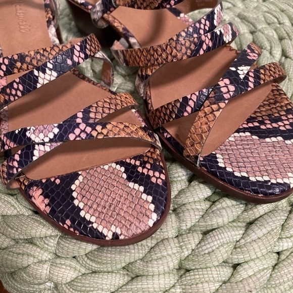 Madewell Lori Stappy Multi Color Snakeskin Leather Low Heel Sandal NWT - Picture 11 of 14